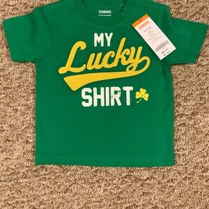 Gymboree Green and Yellow Short Sleeve Tee Lucky Graphic